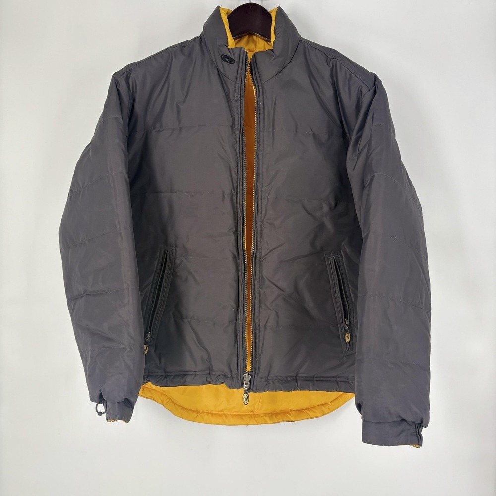 Roper Jacket Mens‎ Medium Yellow Gray Range Gear Down Reversible Puffer Outdoor